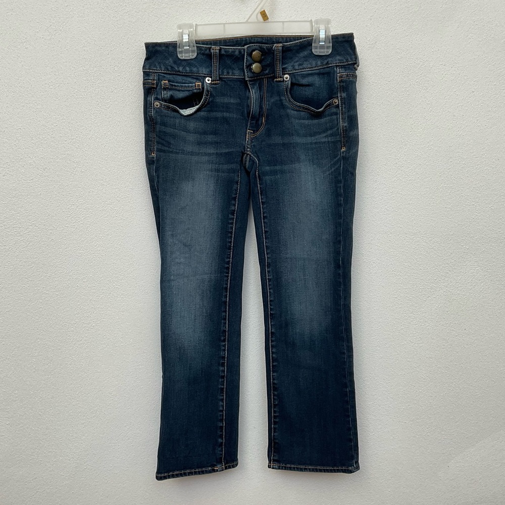 American Eagle Dark Wash Artist Crop Denim Capris Size 0 Spring Summer Stretch